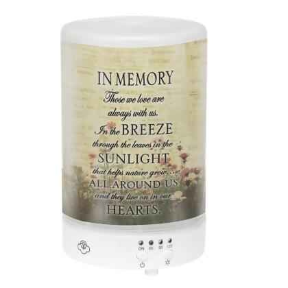 5.75” LED Floral Bereavement “In Memory” Inspirational Essential Oil Diffuser 