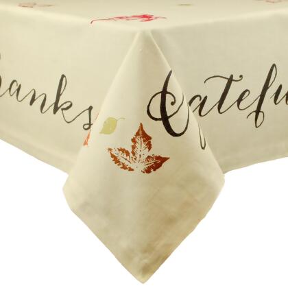 Ivory Rustic Leaves Printed Rectangular Tablecloth 60