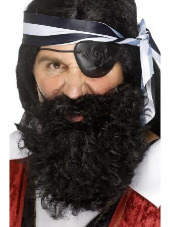 29.5 Black Deluxe Pirate Beard Men Halloween Costume Accessory - One Size