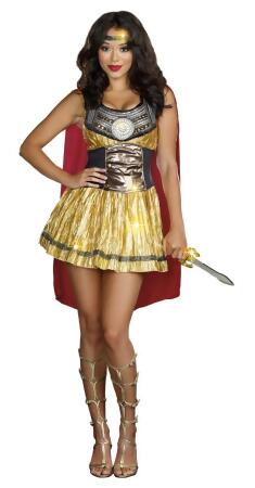 Gold and Black Gladiator Adult Women's Halloween Costume - Extra Large