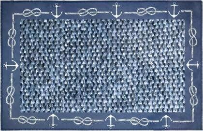 22” x 34” Blue and White Nautical Border Indoor Area Rug 