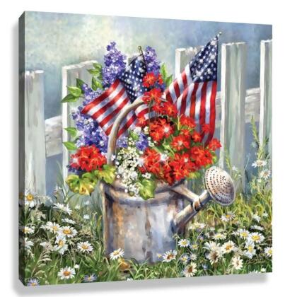 Green and Red Patriotic Garden Pizazz Print Framed Wall Decor 10