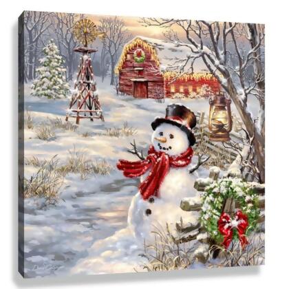 White and Red Winter Windmill Pizazz Print Framed Christmas Wall Decor 10