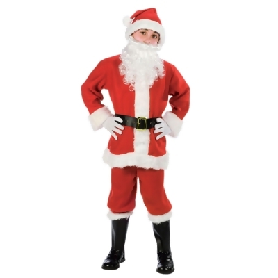 Red and White Santa Suit Plush Child Christmas Costume - Large 
