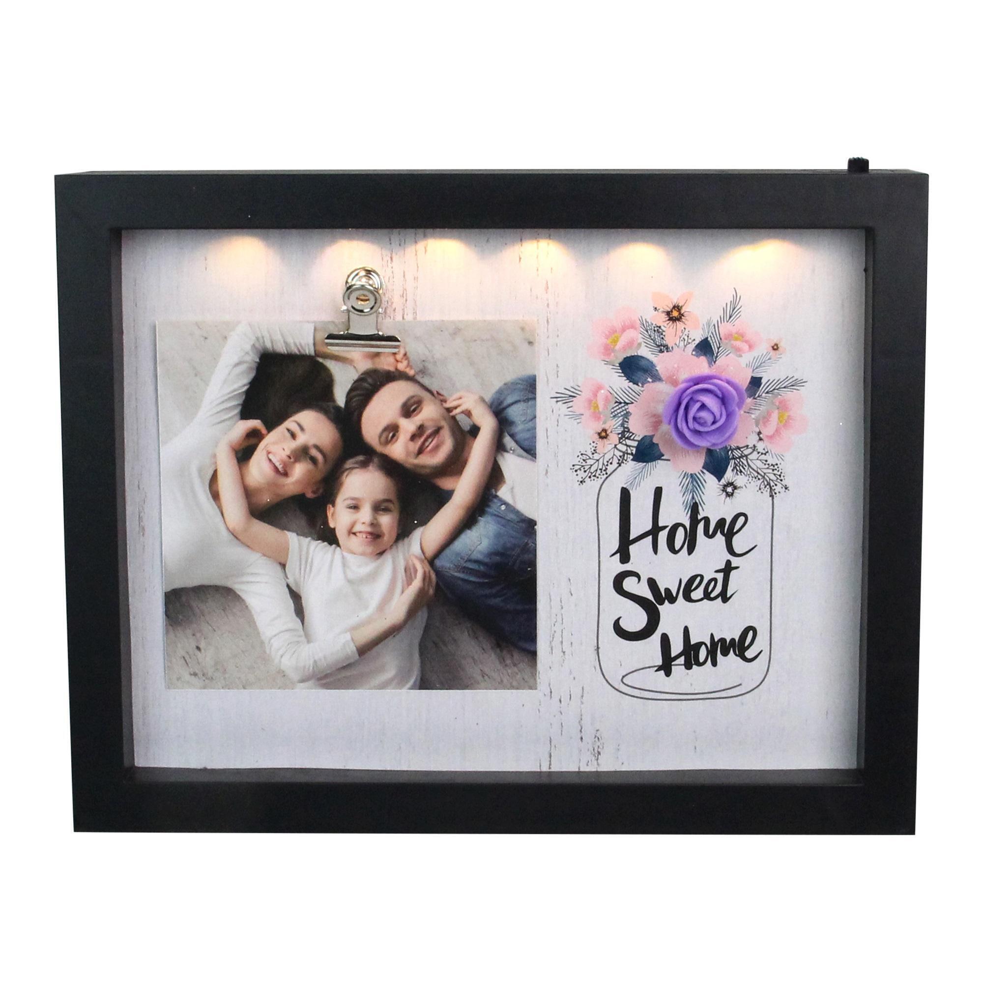 LED Lighted Home Sweet Home Picture Frame with Clip - 4