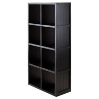 53” Black Storage Shelf with Wainscoting Panel 