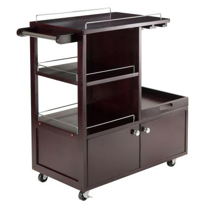 34.25” Espresso Brown Galen Entertainment Cart with Metal Accent 