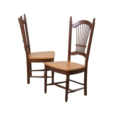 Set of 2 Nutmeg Light Oak Brown Wooden Dining Chairs 44” 