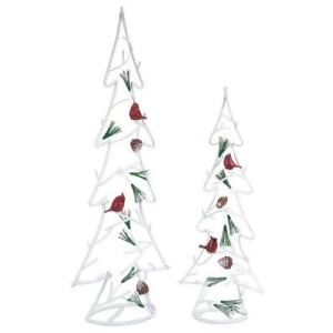 UPC 093422121118 product image for Set of 2 White and Red Christmas Trees with Cardinal Birds Tabletop Decors 30 -  | upcitemdb.com
