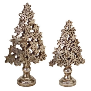 UPC 093422121668 product image for Set of 2 Gold Snowflake Christmas Tree Tabletop Decors 18.5 - All | upcitemdb.com