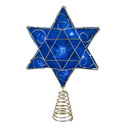 Blue and Gold Colored Hanukkah Star LED Tree Topper 11.5