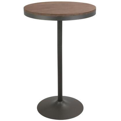 43” Bamboo Brown and Gray Metal Round Dakota Industrial Adjustable Bar / Dinette Table 