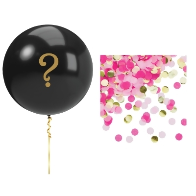 Club Pack of 12 Black and Pink Gender Reveal Party Balloon Kit 36