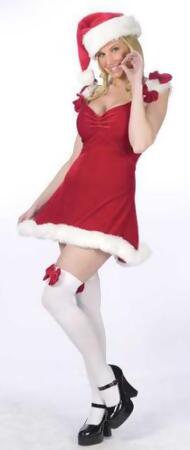 Red and White Elf Women Adult Christmas Costume - Medium