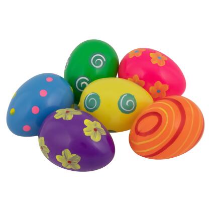 Pack of 6 Vibrantly Colored Springtime Easter Eggs 3.25” 