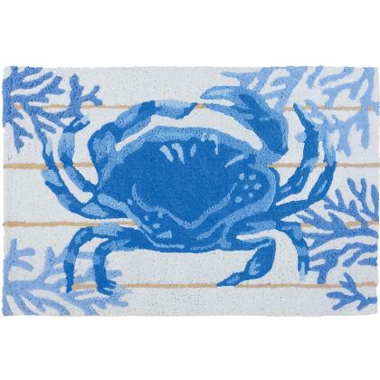 1.6' x 2.5' Indigo Crab Blue and White Rectangular Area Throw Rug 