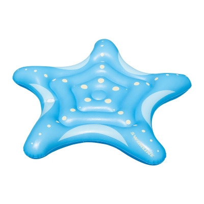 Inflatable Blue Starfish With Polka Dots Island Lounge Pool Float, 66.5-Inch 