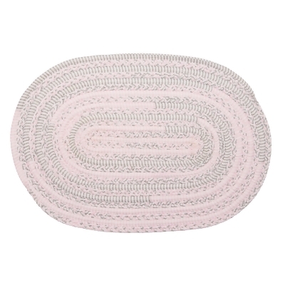 2' x 4' Pink Gray Oval Hand-made Braided Cotton Throw Rug 