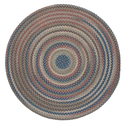 11' Blue, Red and Brown Reversible Round Handcrafted Area Throw Rug 