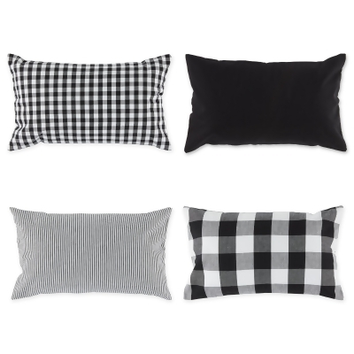Set of 4 Black and White Cotton Pillow Cover 20