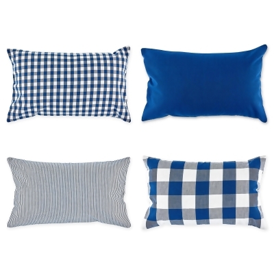 Set of 4 Blue and White Cotton Pillow Cover 20