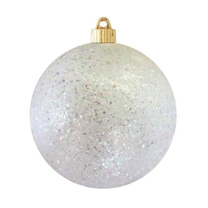2ct Pure White Confetti Shatterproof Glitter Christmas Ball Ornaments 6