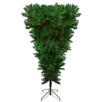 Pre-lit Sugar Pine Artificial Upside Down Christmas Tree - Clear LED Lights from Christmas ...