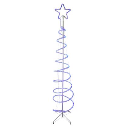 7’ Blue Spiral Rope Light Tree with Star Tree Topper Christmas Yard Decor 