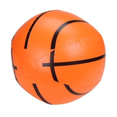Inflatable Orange and Black 6-Panel Beach Basketball Swimming Pool Toy, 16-Inch 