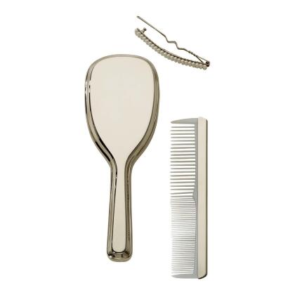 Set of 2 Bright Nickel-Plated Non-Tarnish Comb And Brush For Girls, 5