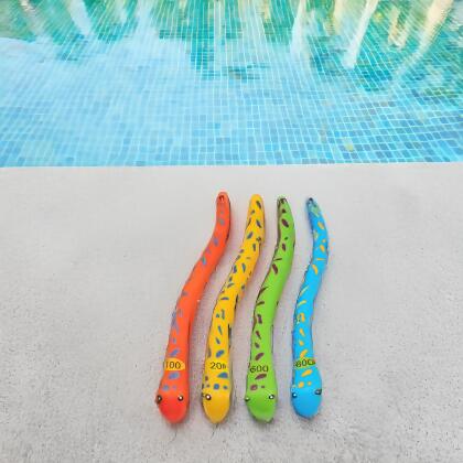 Set of 4 Vibrantly Colored Fun Moray Eel Diving Point Sticks Swimming Pool Toys 10'' 