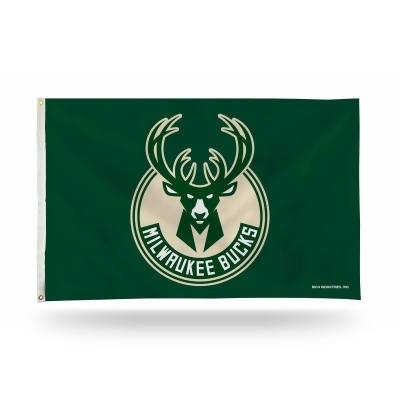 3' x 5' Green and Beige NBA Milwaukee Bucks Rectangular Banner Flag 