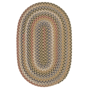 8' x 11' Brown and Blue All Purpose Handcrafted Reversible Oval Area Throw Rug - All