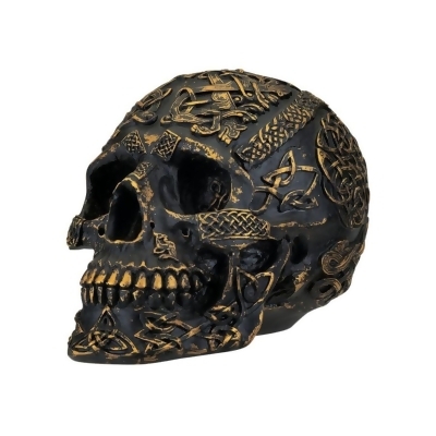 Set of 2 Black and Gold Passage of Life Skull Tabletop Sculpture 8