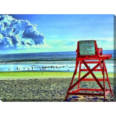 Blue and Red Guard Chair Outdoor Canvas Rectangular Wall Art Decor 30