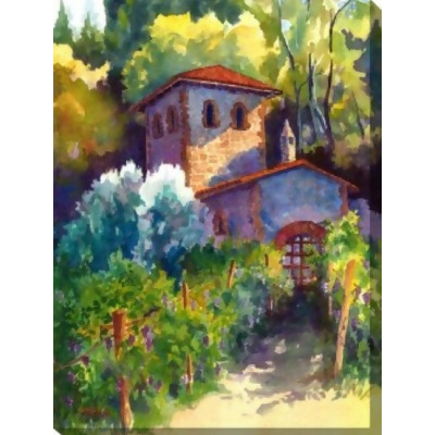 Green and Yellow Vintner's Cottage Outdoor Canvas Rectangular Wall Art Decor 40