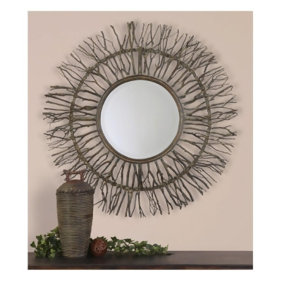 3' Round Country Rustic Twig Inspired Hanging Wall Mirror 