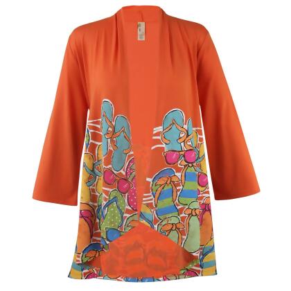 Orange Women's Adult Flip Flop Frenzy Kimono - Extra Large