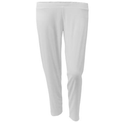 White Solid Women's Adult Knit Capri Leggings - 2XL 