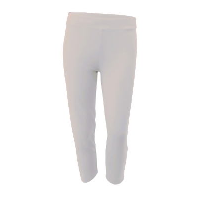 White Solid Women's Adult Stretchable Capri Leggings - Extra Large 