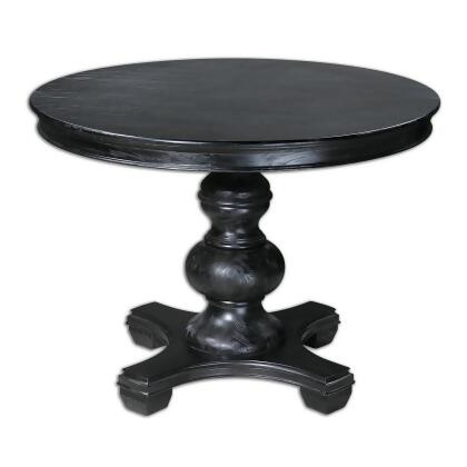 3.5' Black Round Pine Wood Accent Pedestal Side Table 