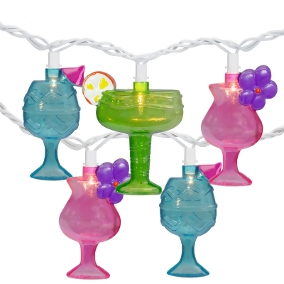 10-Count Mixed Cocktail Drink Summer Patio Light Set - 7.5 ft White Wire 