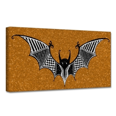 Gold and Black Glamoween Bat I Canvas Halloween Wall Art Decor 12