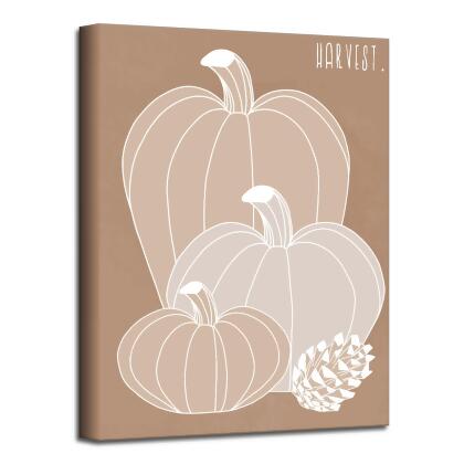Brown and Beige Minimal Harvest I Canvas Thanksgiving Wall Art Decor 40