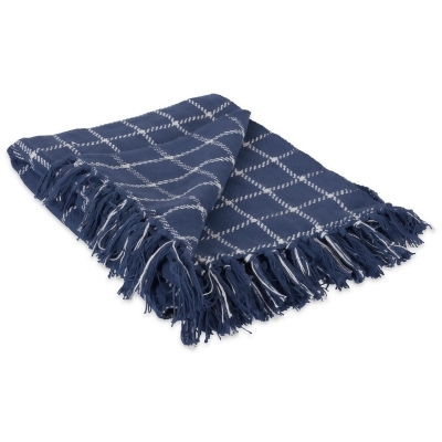French Blue and White Rectangular Plaid Throw Blanket 50