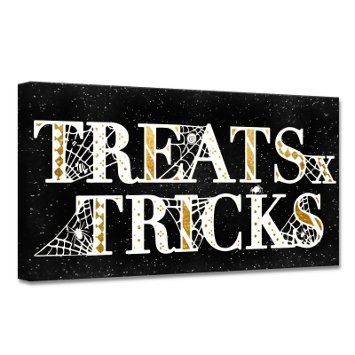 Black 'Treats and Tricks' Canvas Halloween Wall Art Decor 12
