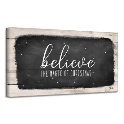 Black and White 'Believe' I Canvas Christmas Wall Art Decor 18
