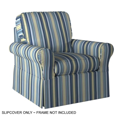Blue Beach Striped Sunset Trading Horizon Box Cushion Chair Slipcover Performance Fabric 