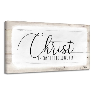 Beige and Rustic White 'Christ' Christmas Canvas Wall Art Decor 18