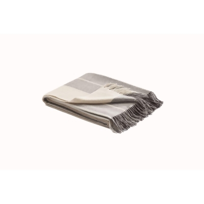 5.75' X 4.25' Gray and Beige Merino Wool Throw Blanket 